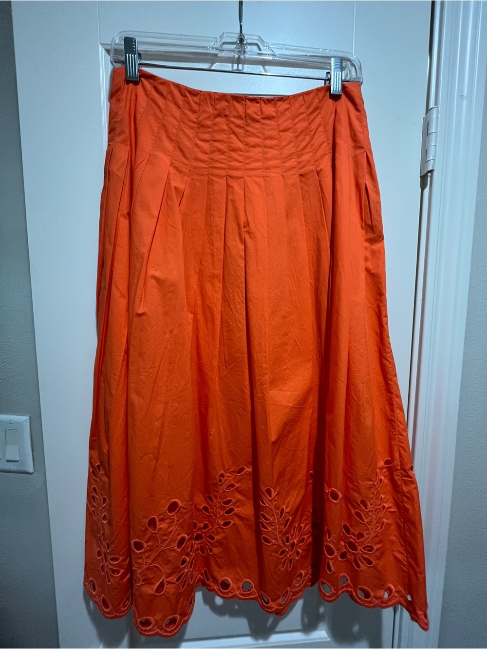 J Crew pleated eyelet cotton skirt